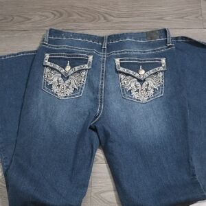 Indigo Blue Embroidered Flare Jeans